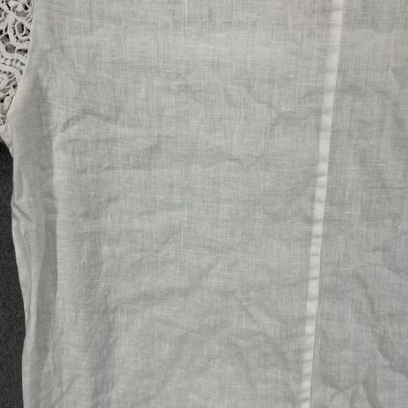 J.Crew Blouse Womens 4 White Linen Lace Short Sleeve Crochet‎ Summer Boho Top - Picture 14 of 16